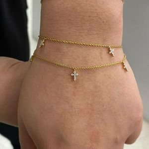 18k Yellow Gold Diamond cross bracelet